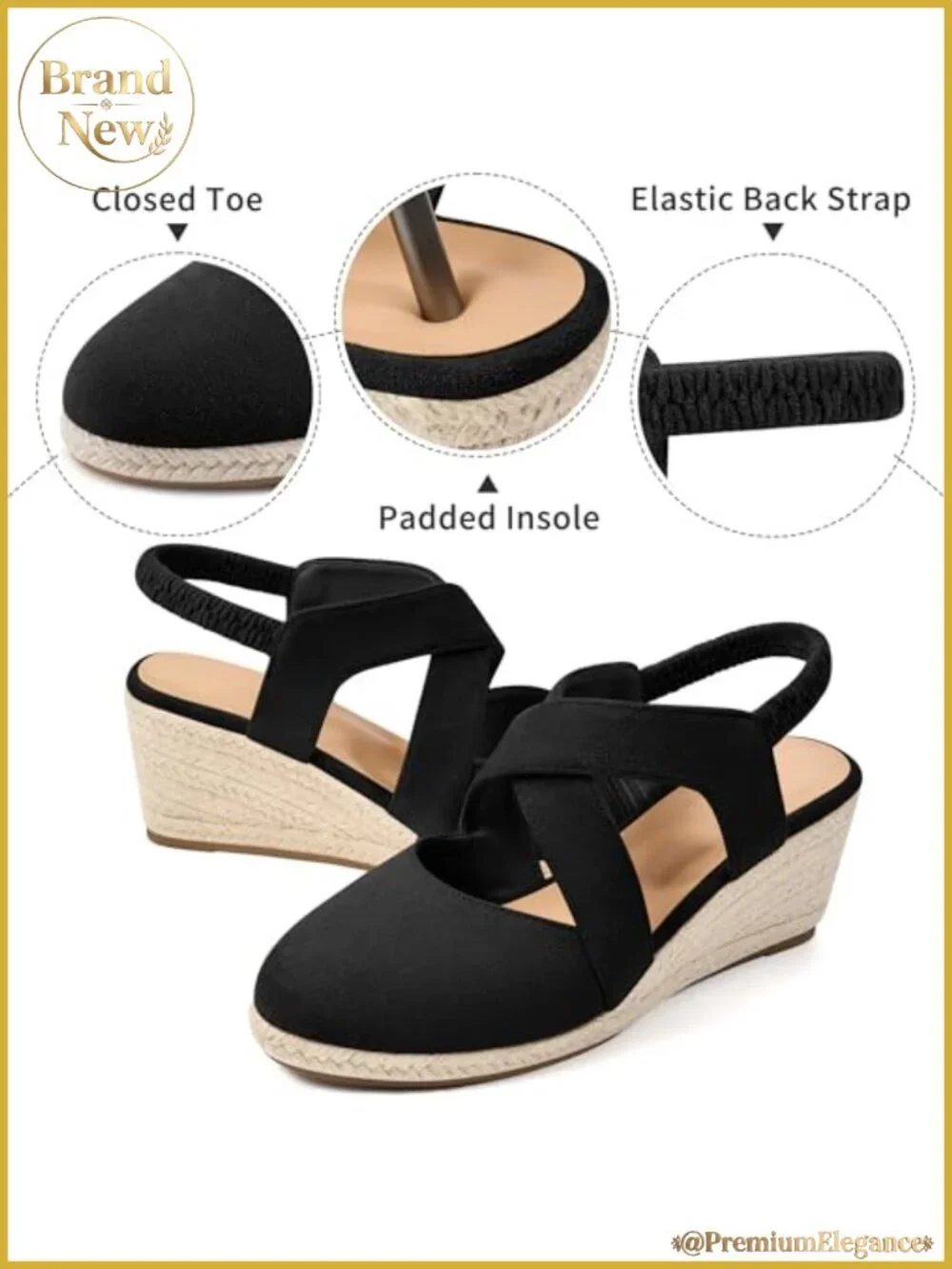 Womens Espadrilles Wedge Sandals Closed Toe Ankle Strap Platform Heels